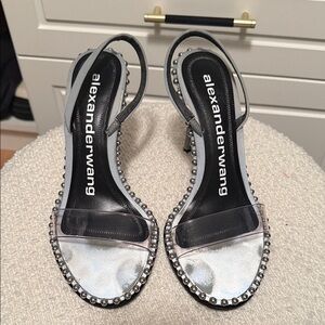 Alexander Wang Metallic Silver and Black Heels